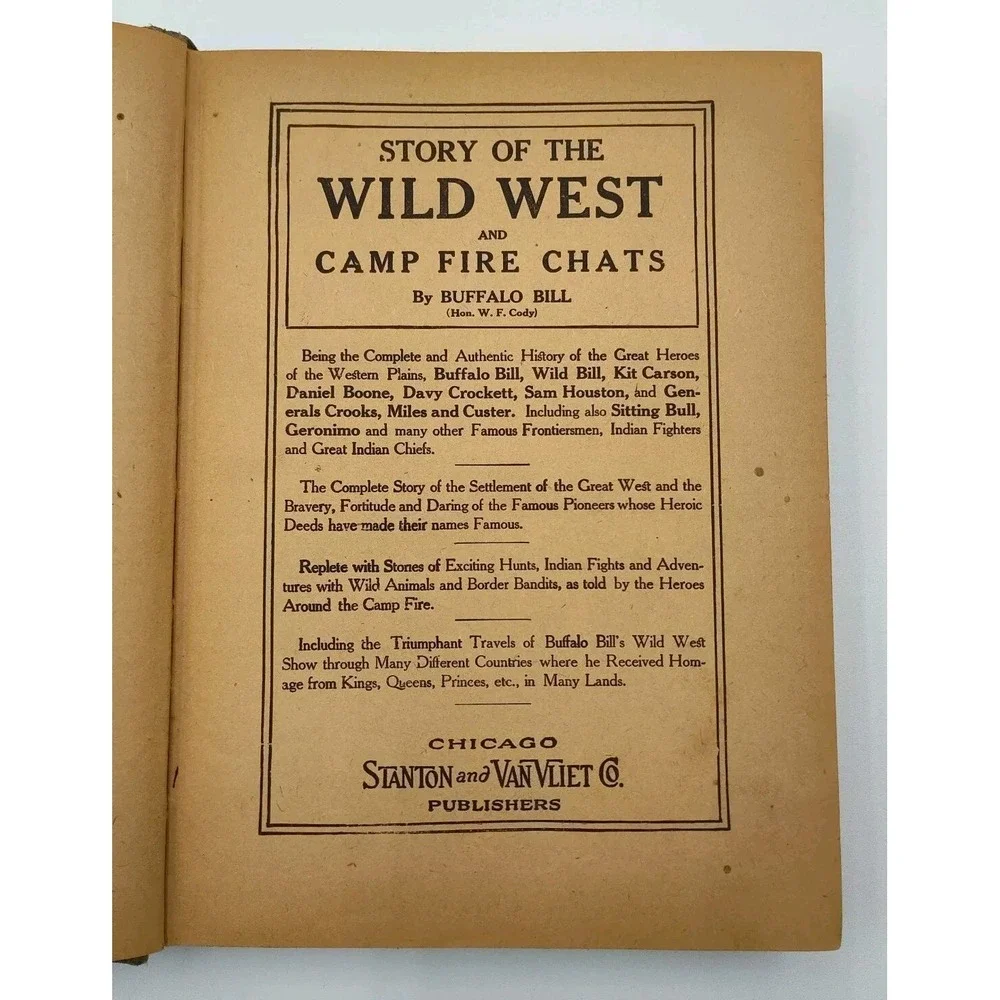 1901 Story of the Wild West Camp Fire Chats Buffalo Bill Rare Book SEE B36.1GU00